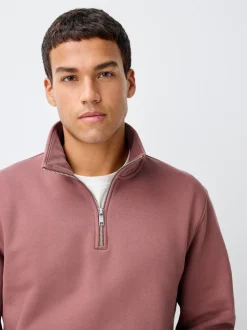 Pink Quarter Zip Cotton Rich Jersey Sweatshirt