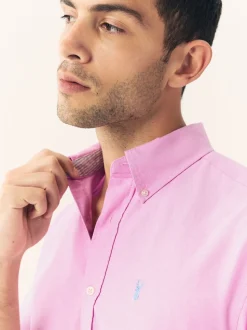 Pink Regular Fit Long Sleeve Oxford Shirt