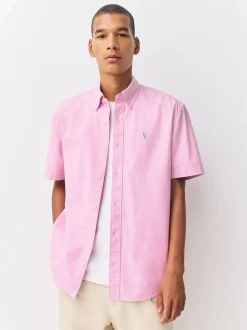 Pink Regular Fit Short Sleeve Oxford Shirt