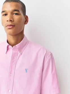 Pink Regular Fit Short Sleeve Oxford Shirt