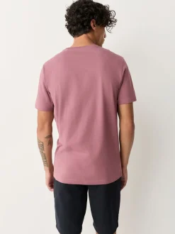 Pink Slim Fit Essential Crew Neck Cotton T-Shirt