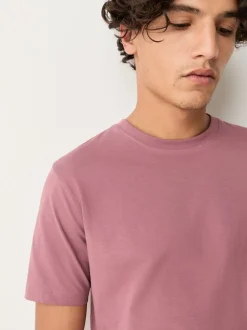 Pink Slim Fit Essential Crew Neck Cotton T-Shirt