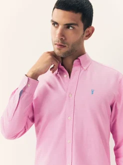 Pink Slim Fit Long Sleeve Oxford Shirt