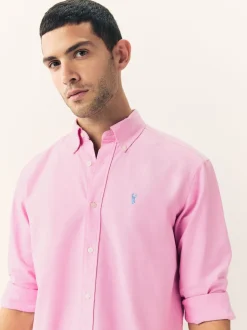 Pink Slim Fit Long Sleeve Oxford Shirt