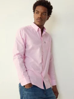 Pink Stripe Regular Fit Easy Iron Button Down Oxford Shirt