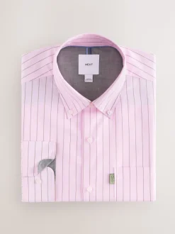 Pink Stripe Regular Fit Easy Iron Button Down Oxford Shirt