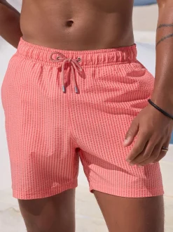 Pink Stripe Seersucker Swim Shorts