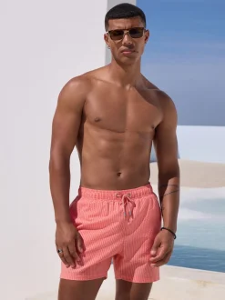 Pink Stripe Seersucker Swim Shorts