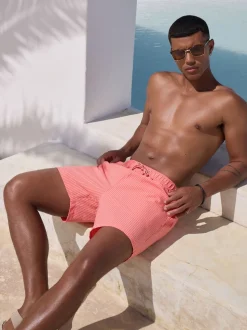 Pink Stripe Seersucker Swim Shorts