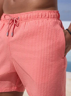 Pink Stripe Seersucker Swim Shorts