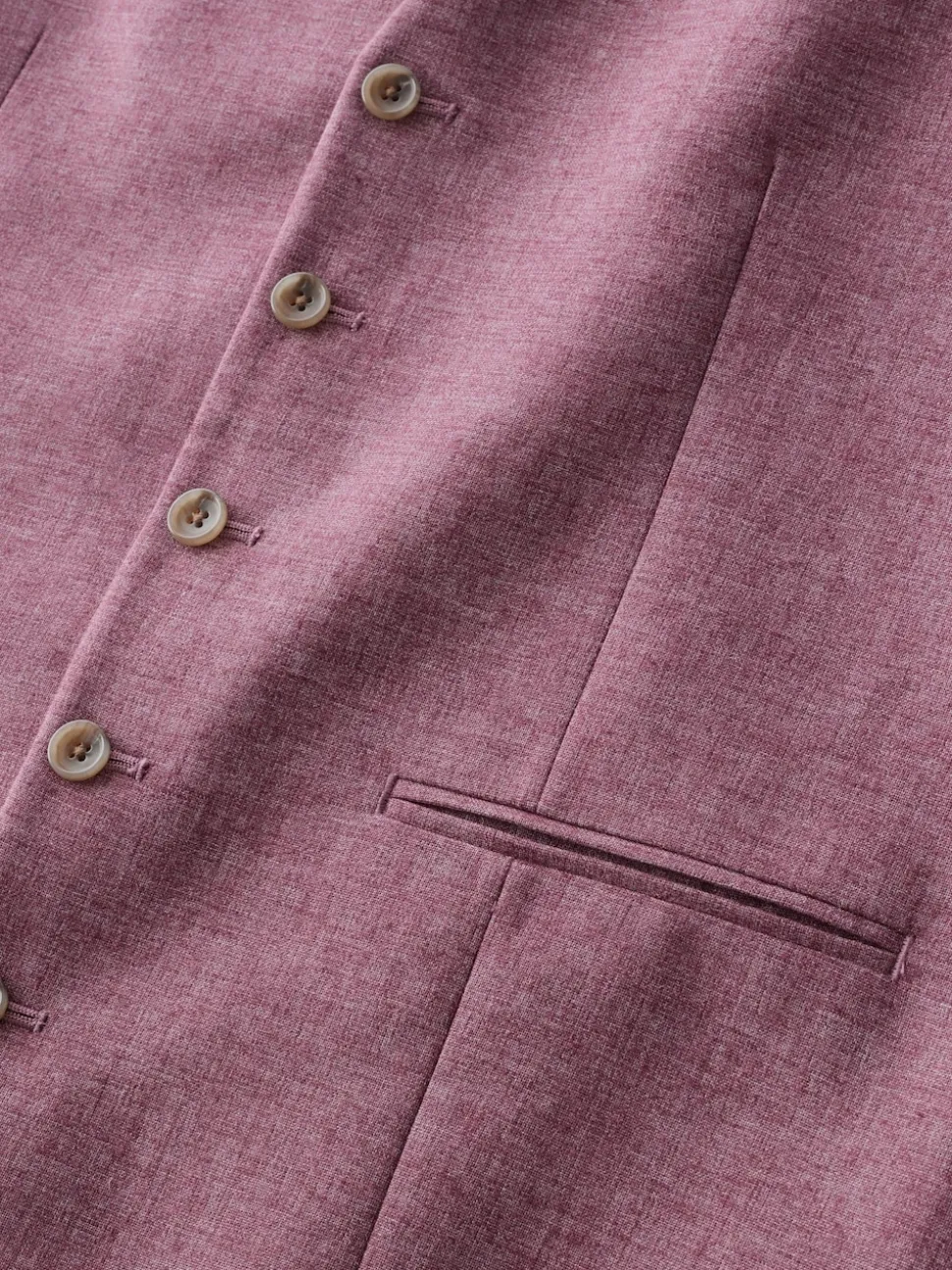 Pink Textured Linen Suit Waistcoat