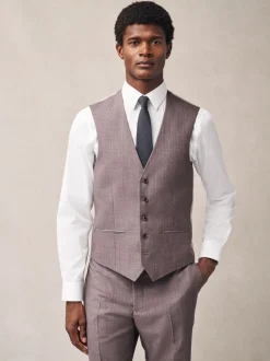 Pink Textured Suit Waistcoat