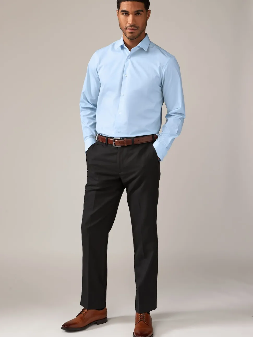 Pink/Blue Regular Fit Easy Care Long Sleeve Single Cuff Smart Shirts 2 Pack