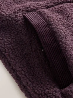 Plum Purple Cord Block Zip Through Funnel Fleece
