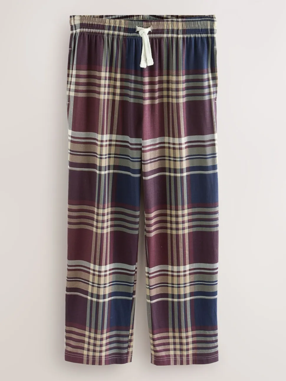 Plum Purple/ Neutral Check Jersey Pyjama Bottoms 2 Pack
