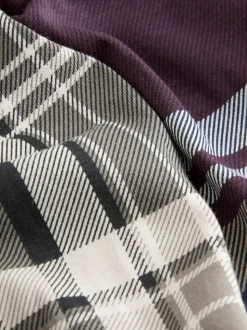 Plum Purple/ Neutral Check Jersey Pyjama Bottoms 2 Pack