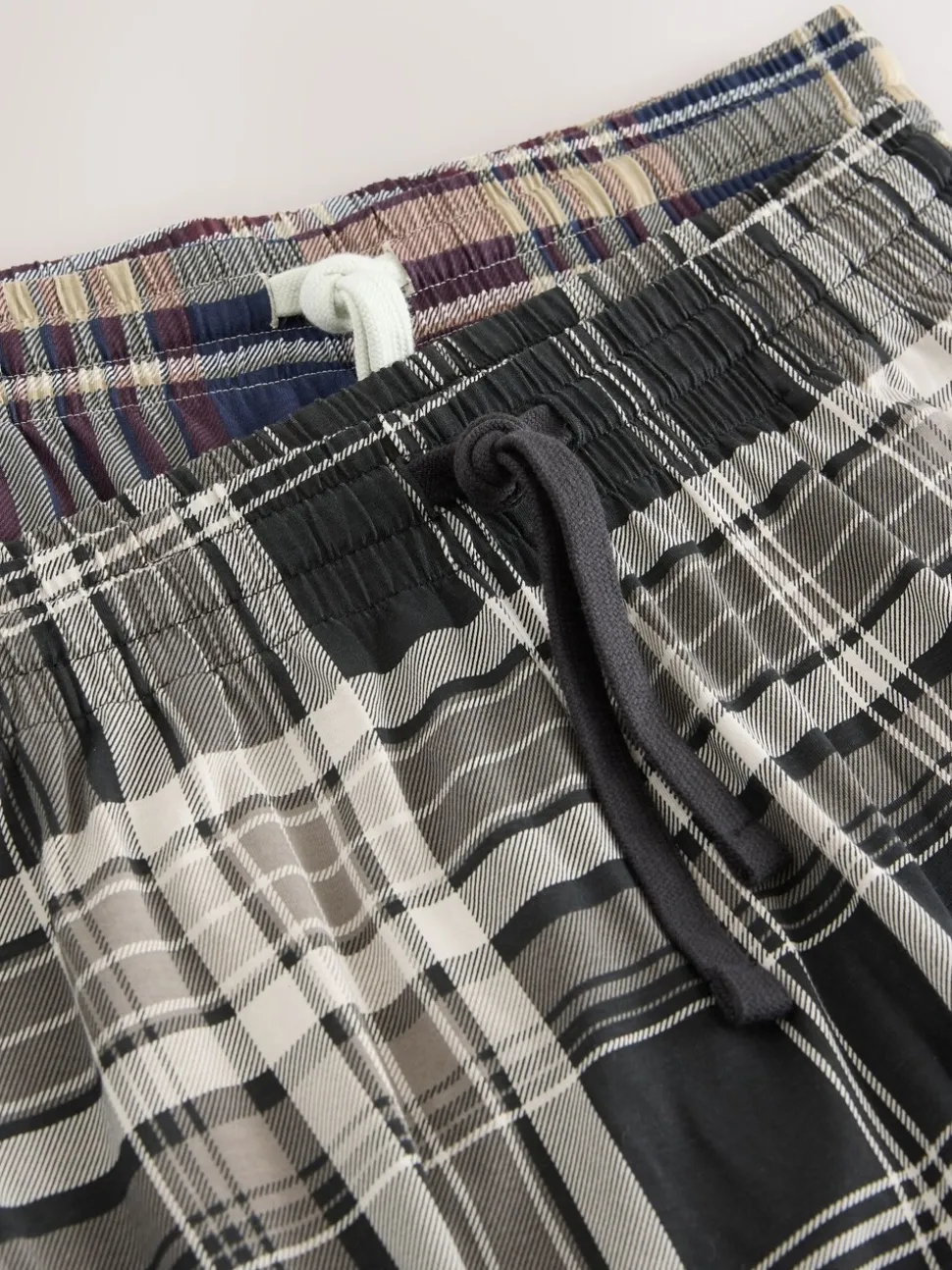 Plum Purple/ Neutral Check Jersey Pyjama Bottoms 2 Pack