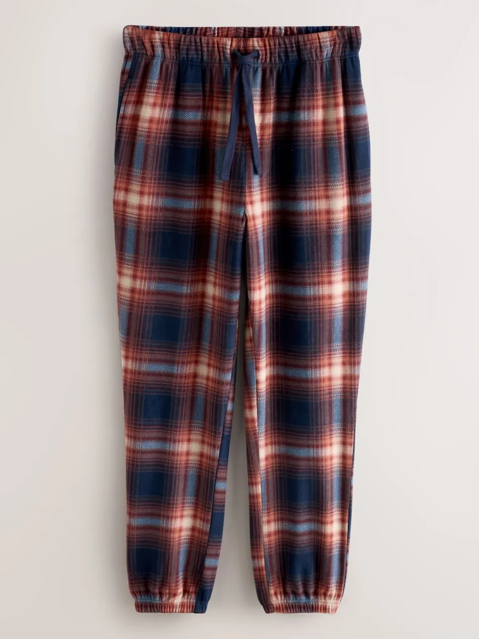Plum Purple Thermal Fleece Cuffed Check Pyjama Bottoms