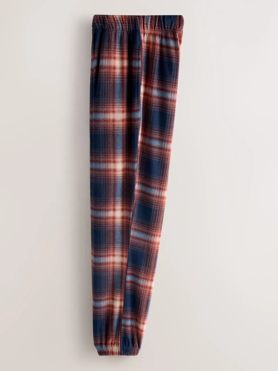 Plum Purple Thermal Fleece Cuffed Check Pyjama Bottoms