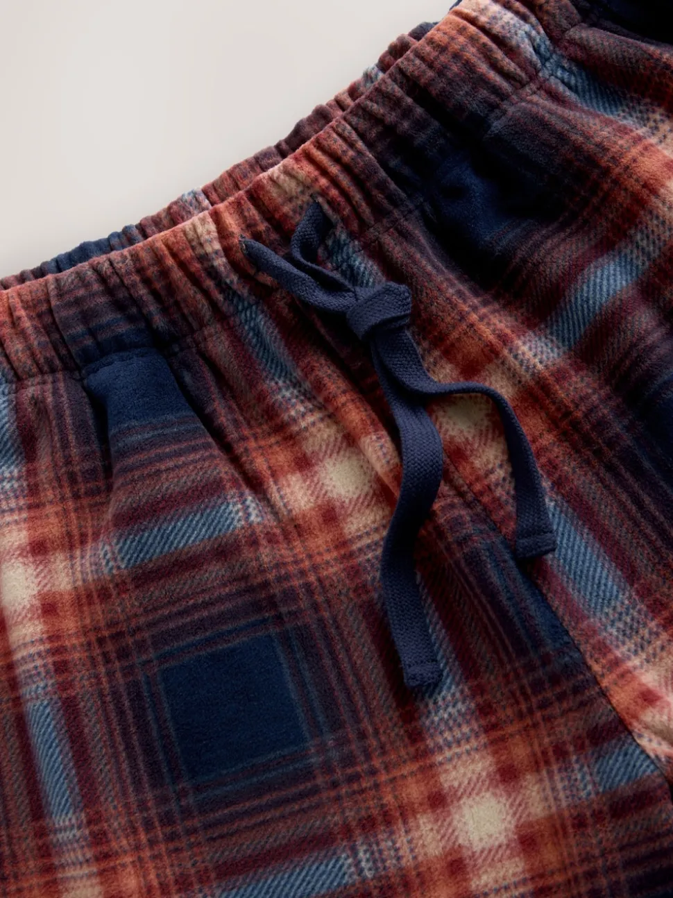 Plum Purple Thermal Fleece Cuffed Check Pyjama Bottoms