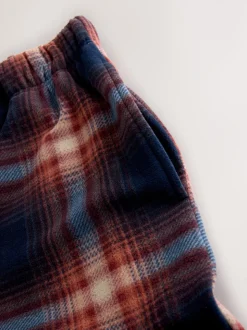 Plum Purple Thermal Fleece Cuffed Check Pyjama Bottoms