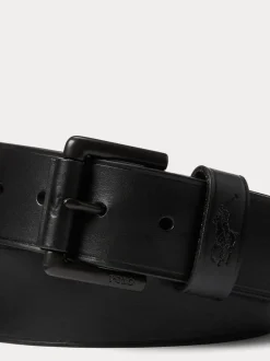 Polo Ralph Lauren Black Ground Leather Pony Player Belt
