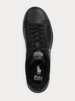 Polo Ralph Lauren Black Heritage Court II Leather Trainers