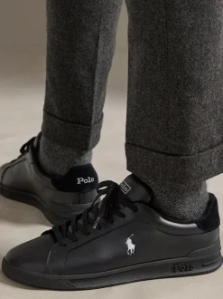 Polo Ralph Lauren Black Heritage Court II Leather Trainers