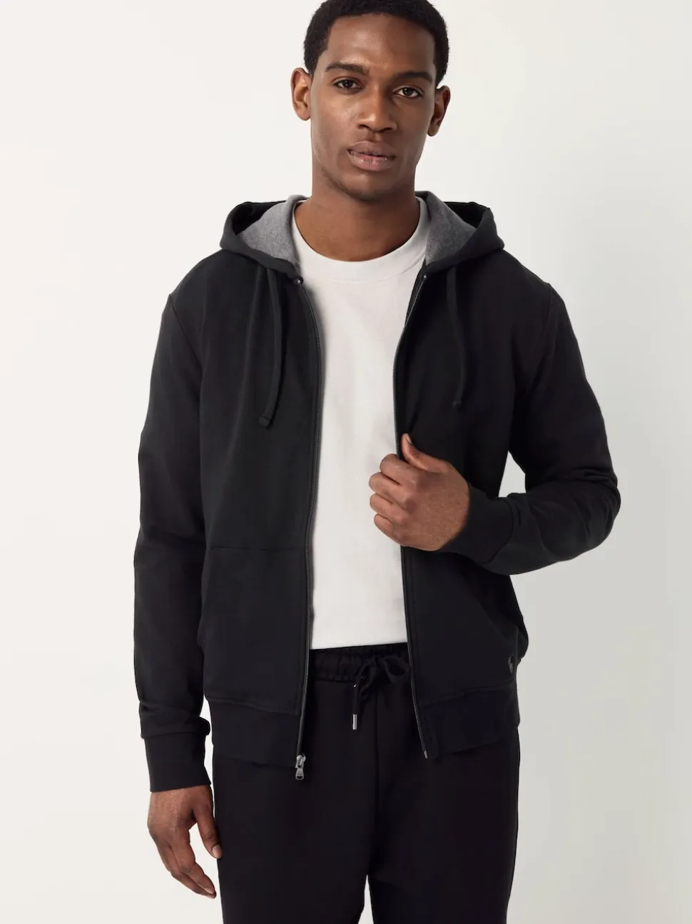 Polo Ralph Lauren Black Loungewear Zip Through Jersey Stretch Hoodie