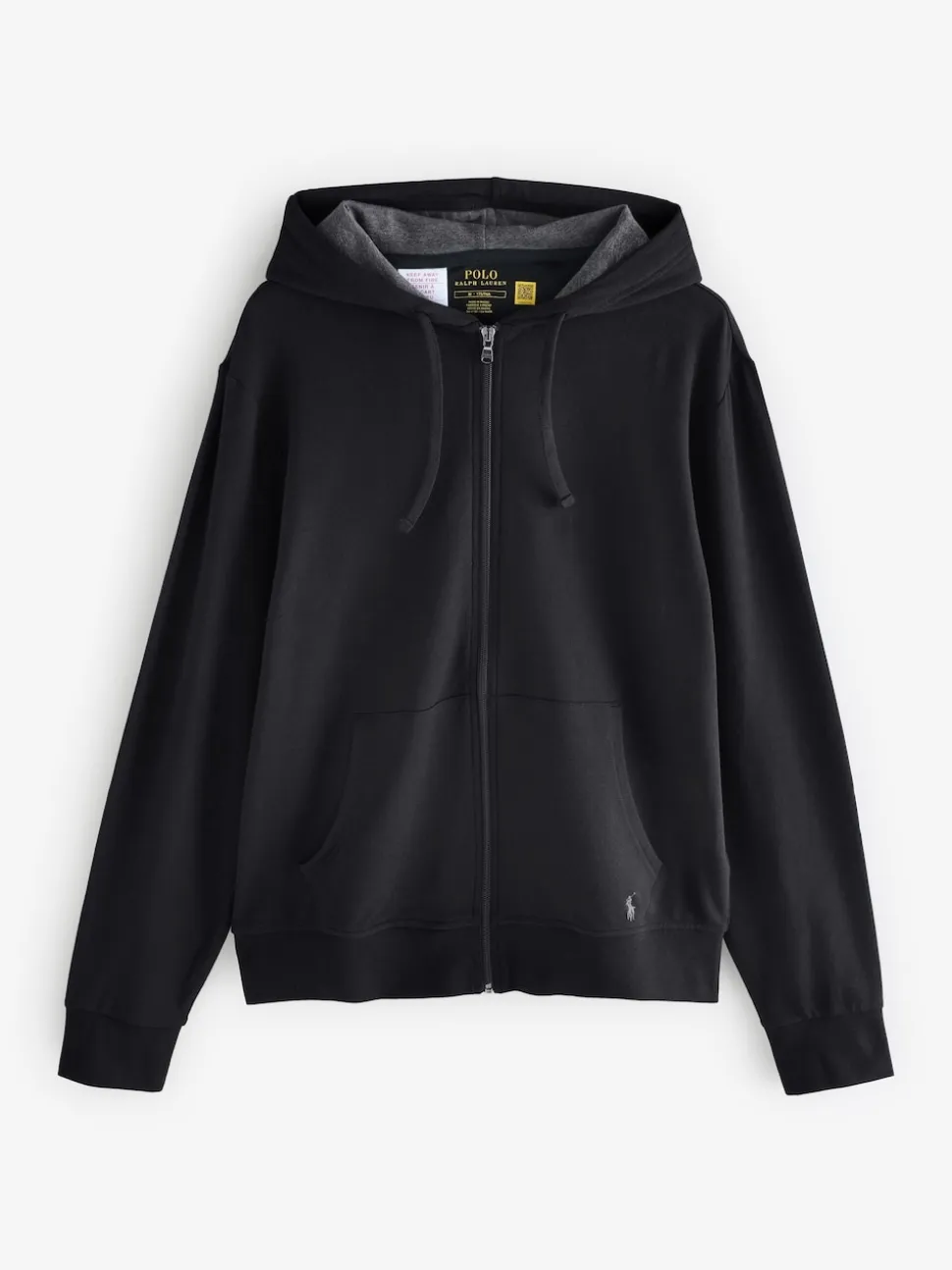 Polo Ralph Lauren Black Loungewear Zip Through Jersey Stretch Hoodie