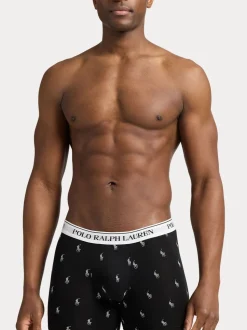 Polo Ralph Lauren Black Long Cotton Stretch Contrast Waistband Boxers 3 Pack
