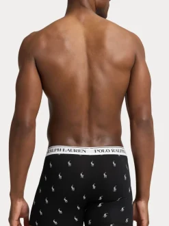 Polo Ralph Lauren Black Long Cotton Stretch Contrast Waistband Boxers 3 Pack