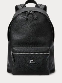 Polo Ralph Lauren Black Pebbled Leather Backpack