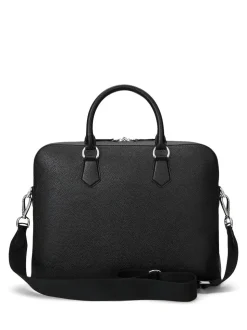 Polo Ralph Lauren Black Pebbled Leather Messenger Bag