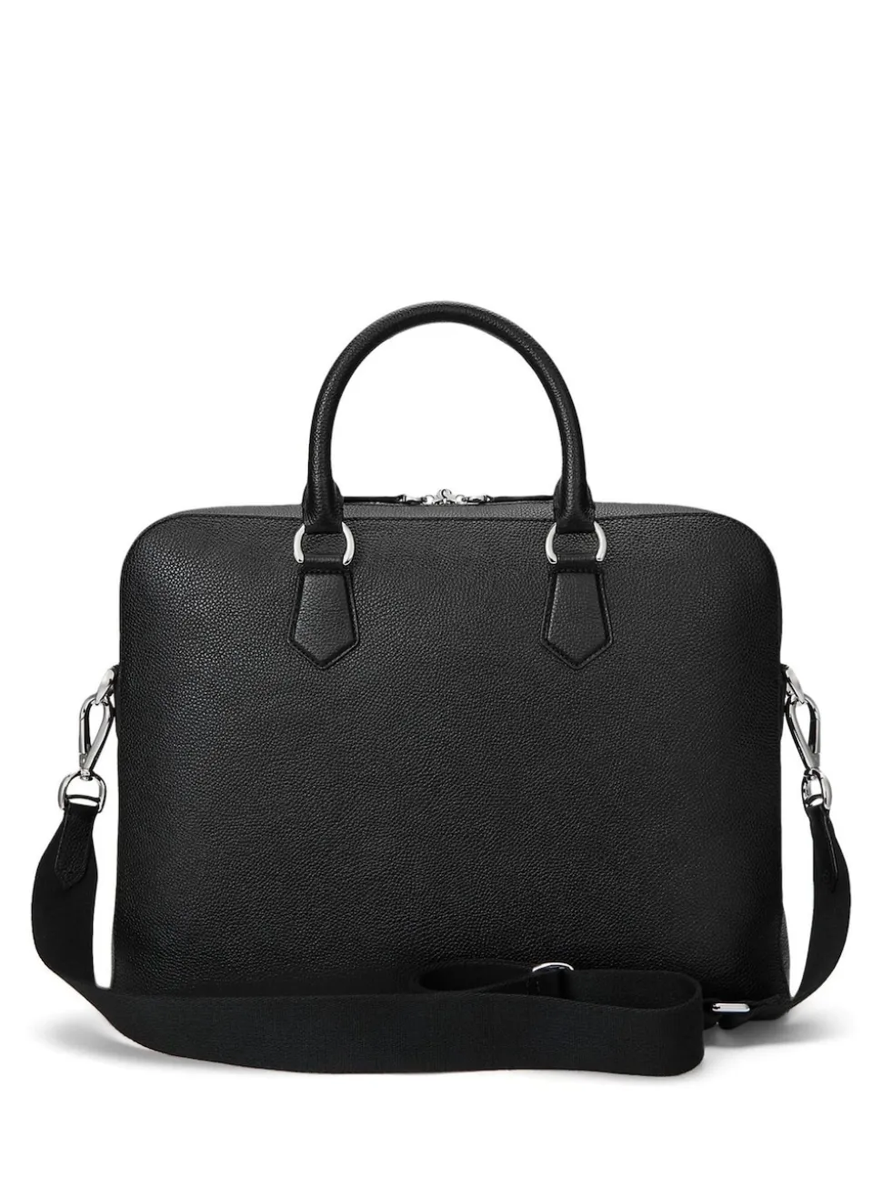 Polo Ralph Lauren Black Pebbled Leather Messenger Bag