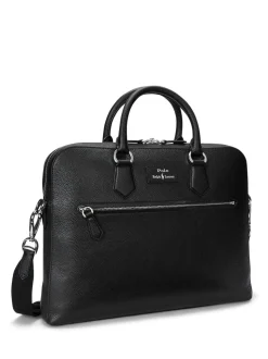Polo Ralph Lauren Black Pebbled Leather Messenger Bag