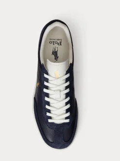 Polo Ralph Lauren Blue Bedford PP Leather and Suede Mix Low Top Trainers