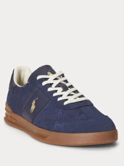 Polo Ralph Lauren Blue Hertitage Aera Suede Mix Trainers