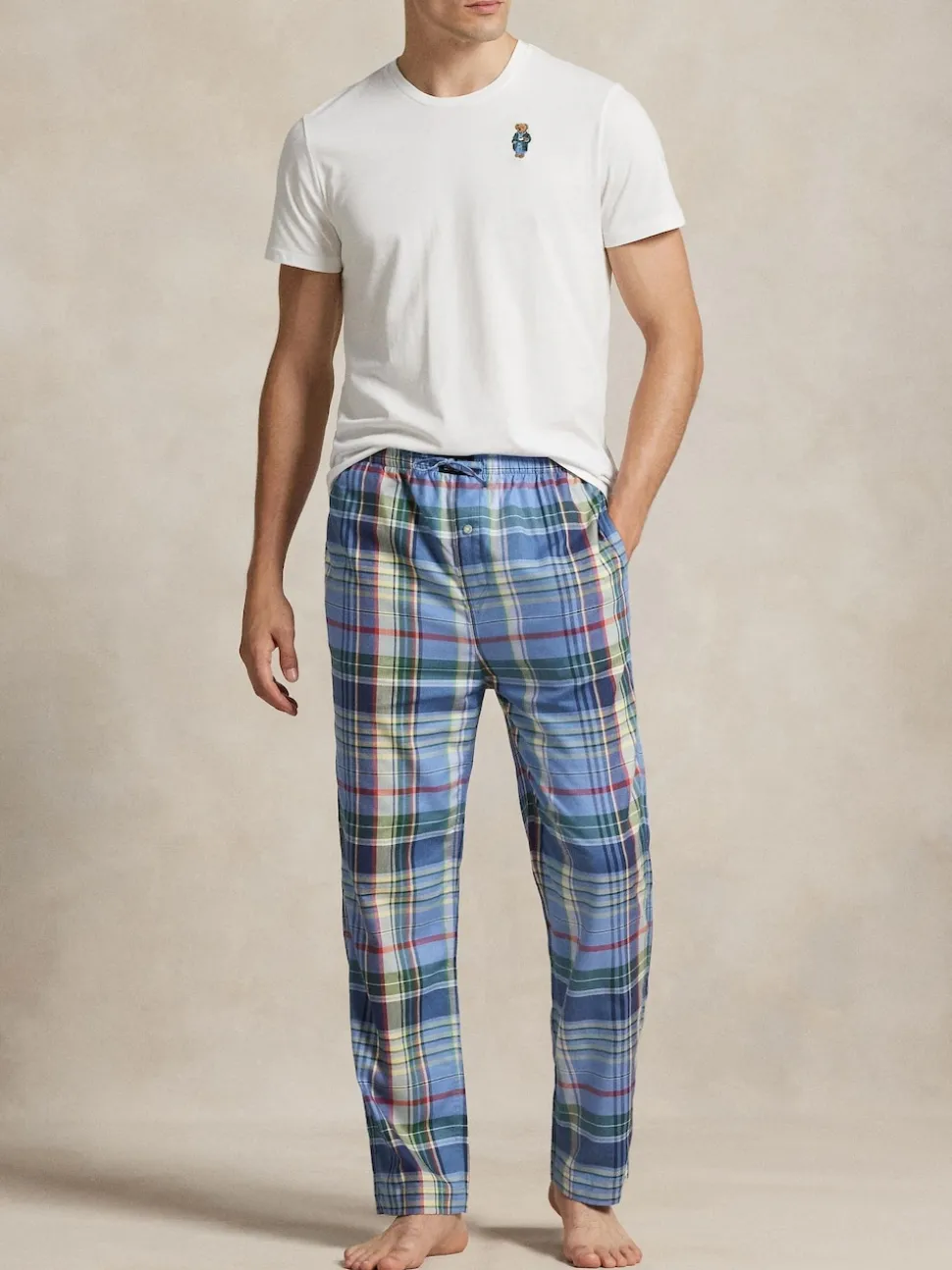 Polo Ralph Lauren Blue Polo Bear Check Pyjamas Set
