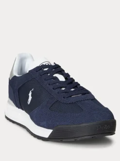 Polo Ralph Lauren Blue Varick Colourblock Leather Trainers