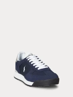 Polo Ralph Lauren Blue Varick Colourblock Leather Trainers