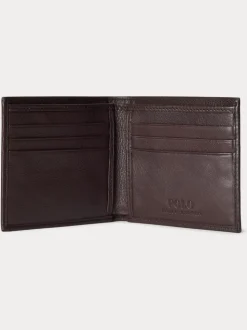 Polo Ralph Lauren Brown Pebbled Leather Billfold Wallet
