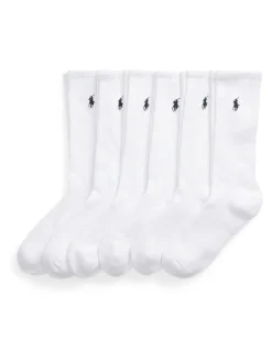 Polo Ralph Lauren Chalk White Ribbed Crew Socks 6 Pack