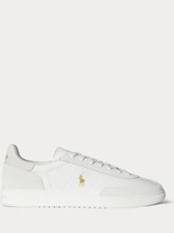 Polo Ralph Lauren Cream Bedford PP Leather and Suede Mix Low Top Trainers