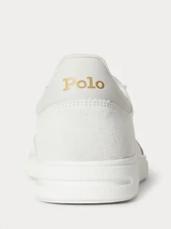 Polo Ralph Lauren Cream Bedford PP Leather and Suede Mix Low Top Trainers