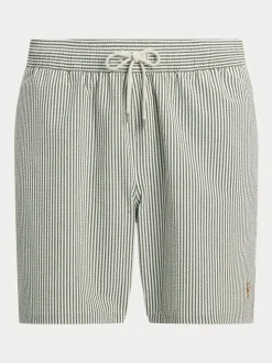 Polo Ralph Lauren Dark Green Traveler Classic Seersucker Logo Swim Shorts