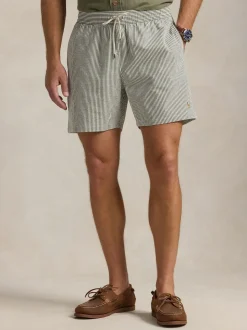 Polo Ralph Lauren Dark Green Traveler Classic Seersucker Logo Swim Shorts