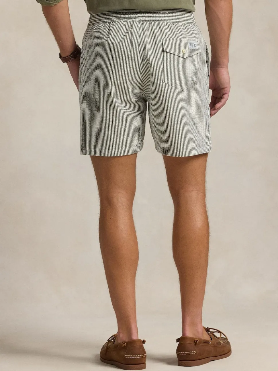 Polo Ralph Lauren Dark Green Traveler Classic Seersucker Logo Swim Shorts