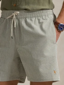 Polo Ralph Lauren Dark Green Traveler Classic Seersucker Logo Swim Shorts