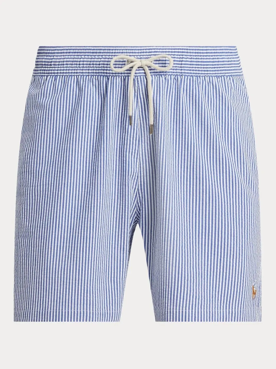 Polo Ralph Lauren Light Blue Traveler Classic Seersucker Logo Swim Shorts